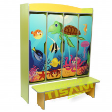 Шкаф детский для раздевалки четырехместный Подводный мир