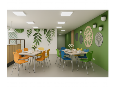 "Cafeteria modernă: funcționalitate și stil în spațiul educațional"