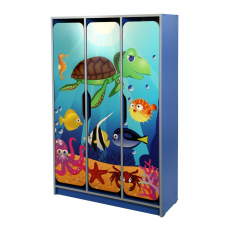 Шкаф детский для раздевалки трехместный Подводный мир