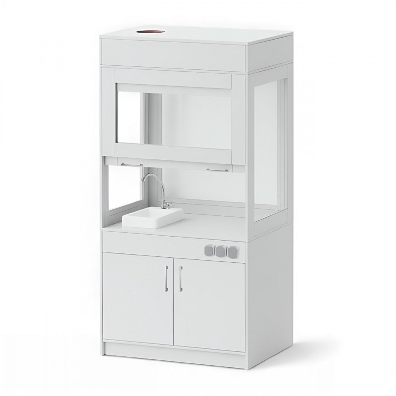 Dulap de extracție demonstrativ cu chiuvetă și prize