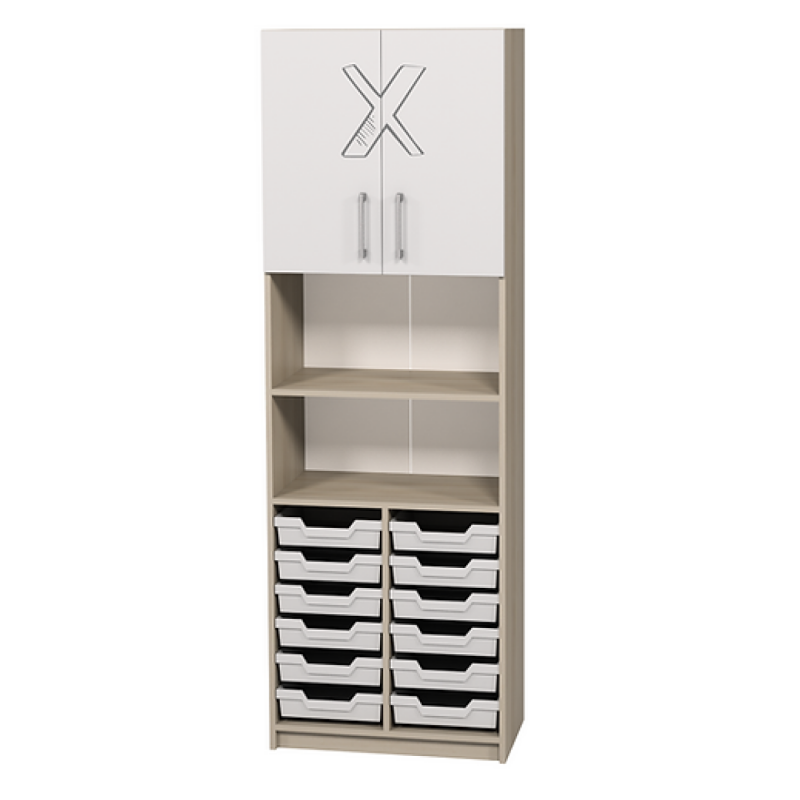 Dulap semideschis cu cutii și imprimare foto