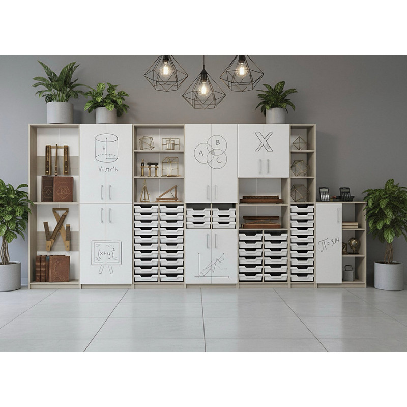 Dulap închis cu cutii de depozitare din plastic