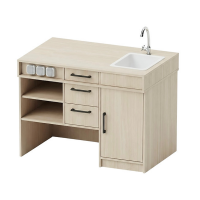 Masă demonstrativă cu trei prize, o chiuvetă Pro Line și acoperire HPL